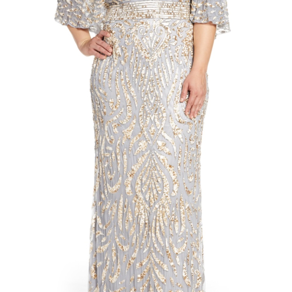 Elegant Silver and Gold Embellished Gown